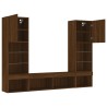 Unités murales TV avec LED 5 pcs chêne marron bois d'ingénierie 