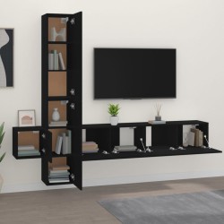Ensemble de meubles TV 5 pcs Noir Bois d'ingénierie 