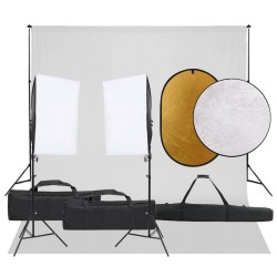 Kit de studio photo avec éclairage toile de fond et réflecteur 