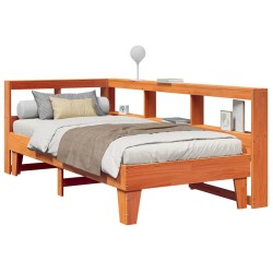 Lit bibliothèque sans matelas cire marron 75x190 cm pin massif 