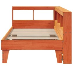 Lit bibliothèque sans matelas cire marron 75x190 cm pin massif 