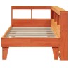 Lit bibliothèque sans matelas cire marron 75x190 cm pin massif 