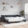 Lit de jour avec gigogne sans matelas gris foncé 90x190 cm 
