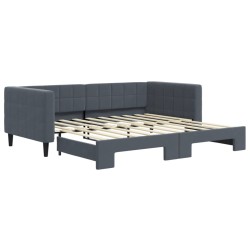 Lit de jour avec gigogne sans matelas gris foncé 90x190 cm 