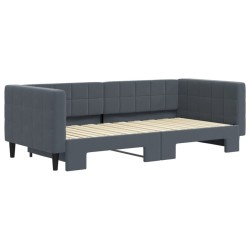 Lit de jour avec gigogne sans matelas gris foncé 90x190 cm 