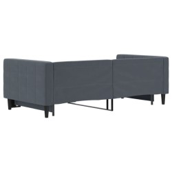 Lit de jour avec gigogne sans matelas gris foncé 90x190 cm 