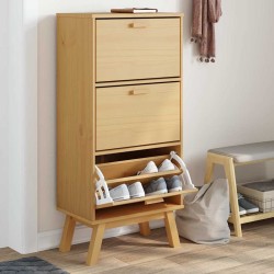Armoire à chaussures OLDEN marron 55x35x120 cm bois pin massif 
