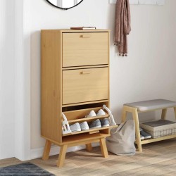 Armoire à chaussures OLDEN marron 55x35x120 cm bois pin massif 