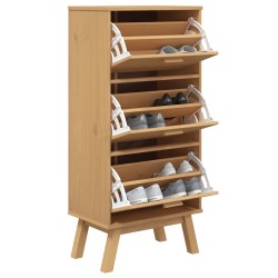 Armoire à chaussures OLDEN marron 55x35x120 cm bois pin massif 