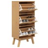Armoire à chaussures OLDEN marron 55x35x120 cm bois pin massif 