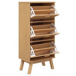 Armoire à chaussures OLDEN marron 55x35x120 cm bois pin massif 