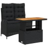 Ensemble à manger de jardin coussins 2pcs noir résine tressée 