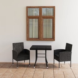 Ensemble à manger de jardin 3 pcs Résine tressée Noir 