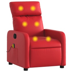 Fauteuil de massage inclinable rouge similicuir 