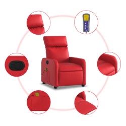 Fauteuil de massage inclinable rouge similicuir 