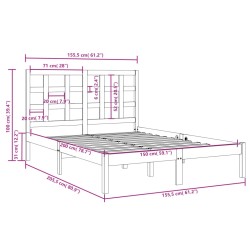 Cadre de lit sans matelas blanc 150x200 cm bois massif 
