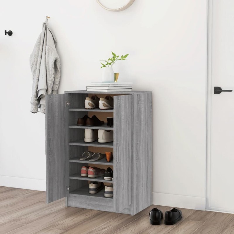 Meuble à chaussures Sonoma gris 60x35x92 cm Bois d'ingénierie Meuble à chaussures Sonoma gris 60x35x92 cm Bois d'ingénierie