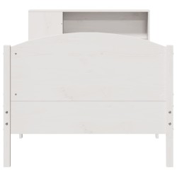 Lit bibliothèque sans matelas blanc 90x190cm bois de pin massif 