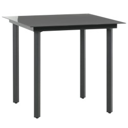 Ensemble à manger de jardin 3 pcs PVC résine tressée noir 