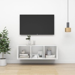 Meuble TV mural Blanc 37x37x107 cm Bois d’ingénierie 