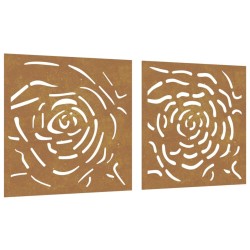 Décorations murales jardin 2 pcs 55x55 cm design de rose 
