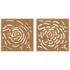 Décorations murales jardin 2 pcs 55x55 cm design de rose 