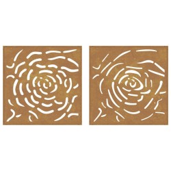 Décorations murales jardin 2 pcs 55x55 cm design de rose 