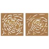 Décorations murales jardin 2 pcs 55x55 cm design de rose 