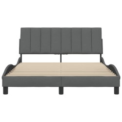 Cadre de lit sans matelas gris foncé 140x190 cm tissu 