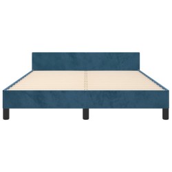 Cadre de lit sans matelas bleu foncé 140x190 cm velours 