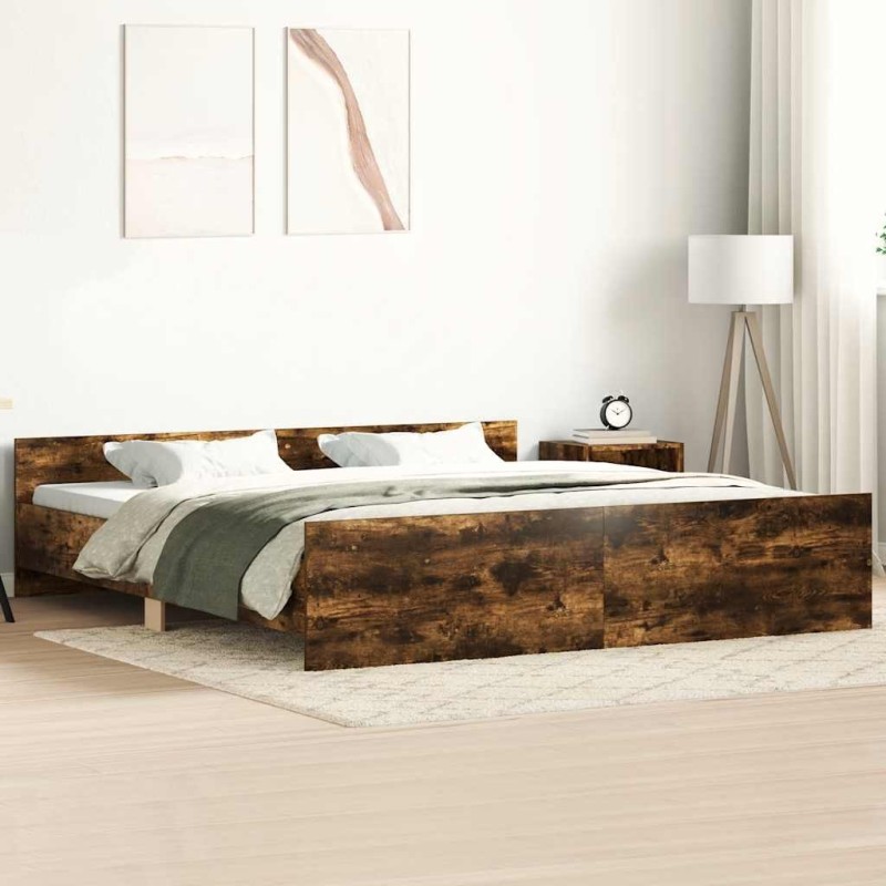 Cadre de lit sans matelas chêne fumé 200x200 cm 