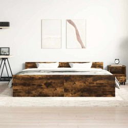 Cadre de lit sans matelas chêne fumé 200x200 cm 