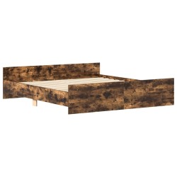 Cadre de lit sans matelas chêne fumé 200x200 cm 