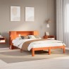 Lit bibliothèque sans matelas cire marron 120x190cm pin massif 