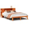Lit bibliothèque sans matelas cire marron 120x190cm pin massif 
