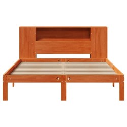 Lit bibliothèque sans matelas cire marron 120x190cm pin massif 
