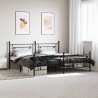 Cadre de lit métal sans matelas avec pied de lit noir 200x200cm 