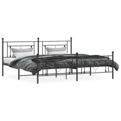 Cadre de lit métal sans matelas avec pied de lit noir 200x200cm 