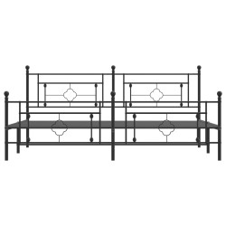 Cadre de lit métal sans matelas avec pied de lit noir 200x200cm 