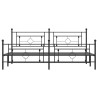Cadre de lit métal sans matelas avec pied de lit noir 200x200cm 