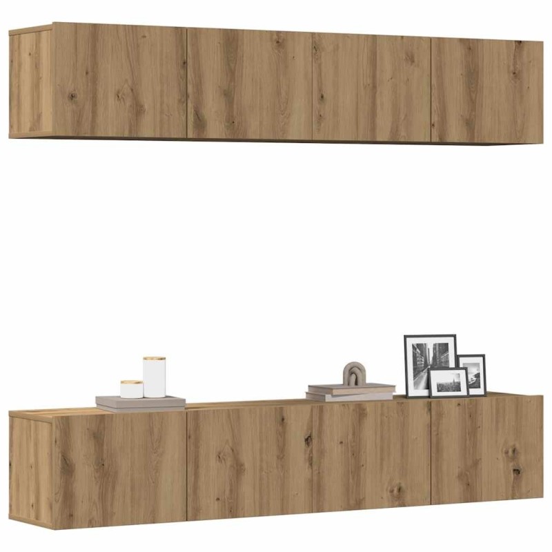 Meubles TV muraux 4 pcs chêne artisanal bois d'ingénierie 