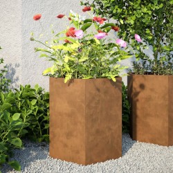 Jardinière hexagone 46x40x45 cm acier résistant aux intempéries 