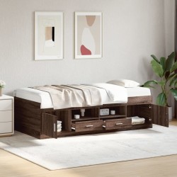 Lit de jour avec tiroirs sans matelas chêne marron 100x200 cm 
