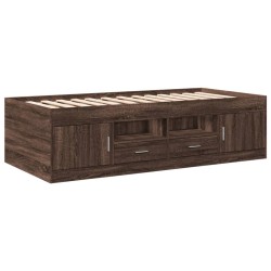Lit de jour avec tiroirs sans matelas chêne marron 100x200 cm 