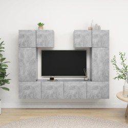 Ensemble de meuble TV 6 pcs Gris béton Bois d'ingénierie 
