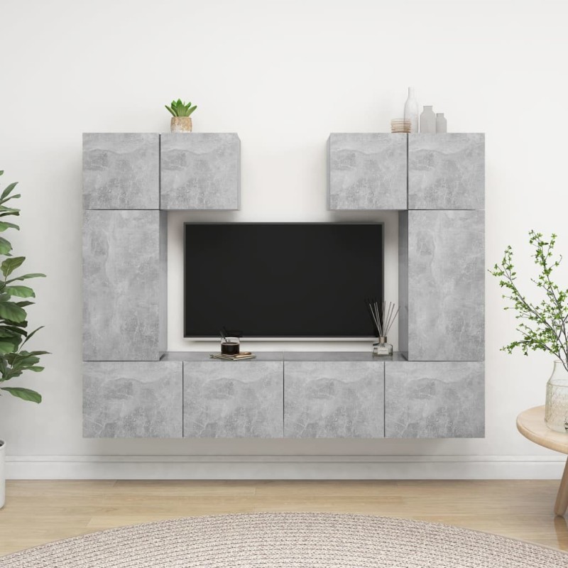 Ensemble de meuble TV 6 pcs Gris béton Bois d'ingénierie Ensemble de meuble TV 6 pcs Gris béton Bois d'ingénierie