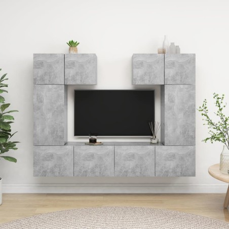 Ensemble de meuble TV 6 pcs Gris béton Bois d'ingénierie 