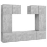 Ensemble de meuble TV 6 pcs Gris béton Bois d'ingénierie 