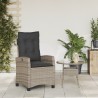 Chaise inclinable de jardin avec coussins gris résine tressée 