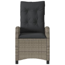 Chaise inclinable de jardin avec coussins gris résine tressée 